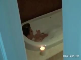Latina Taking A Bath Gets Her Wet Cunt Finger Teased